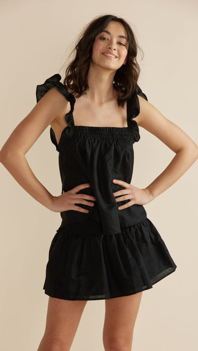 Model wearing black Leigh Top with Black Leigh Skirt from MINKPINK (7352098717904)