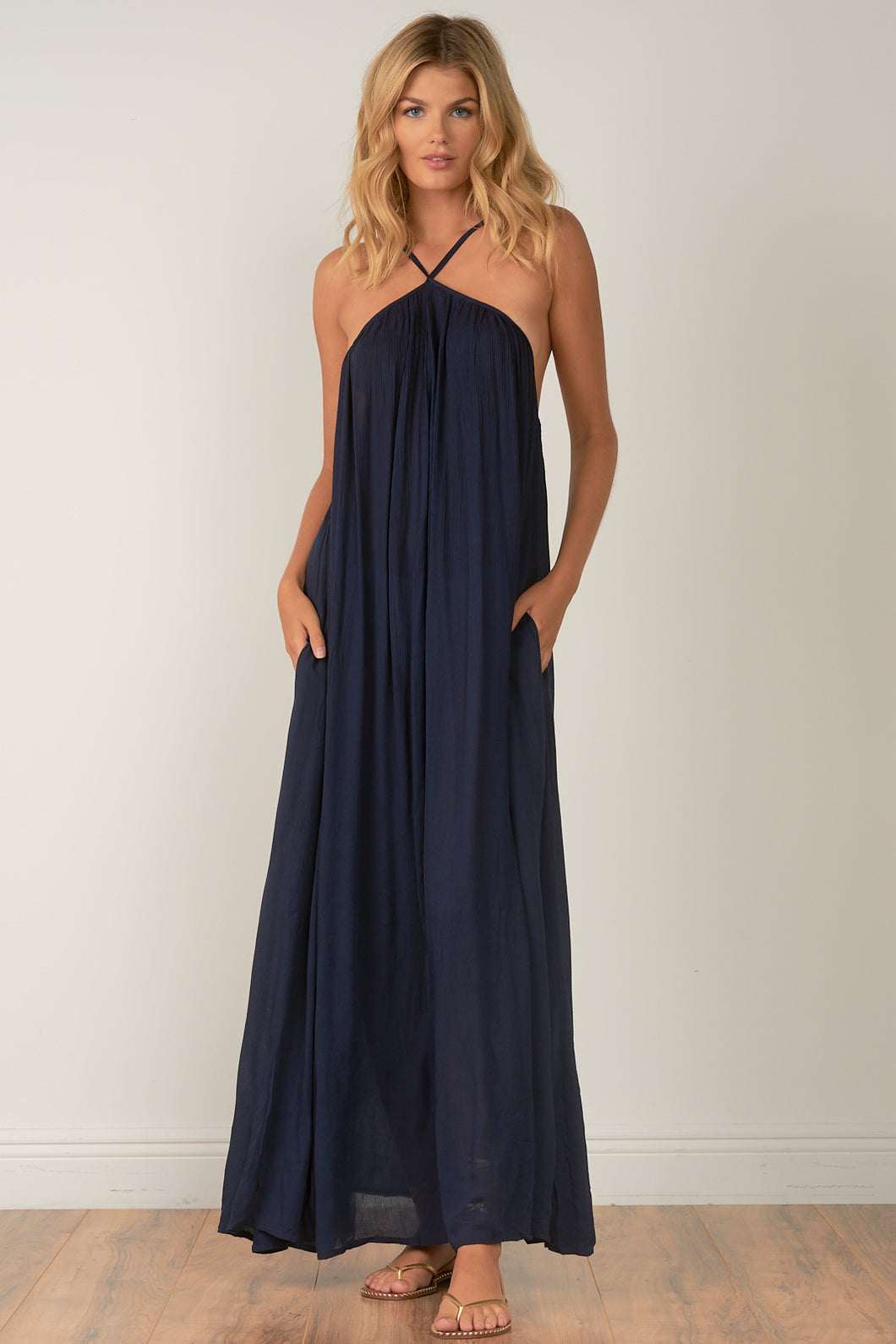 ELAN - Maxi Goddess Strappy Navy Blue Dress (7352430330064)