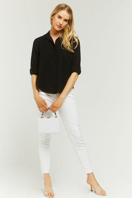 VELVET HEART - Riley Rolled Sleeves Button Down Shirt with Pockets (7336257945808)