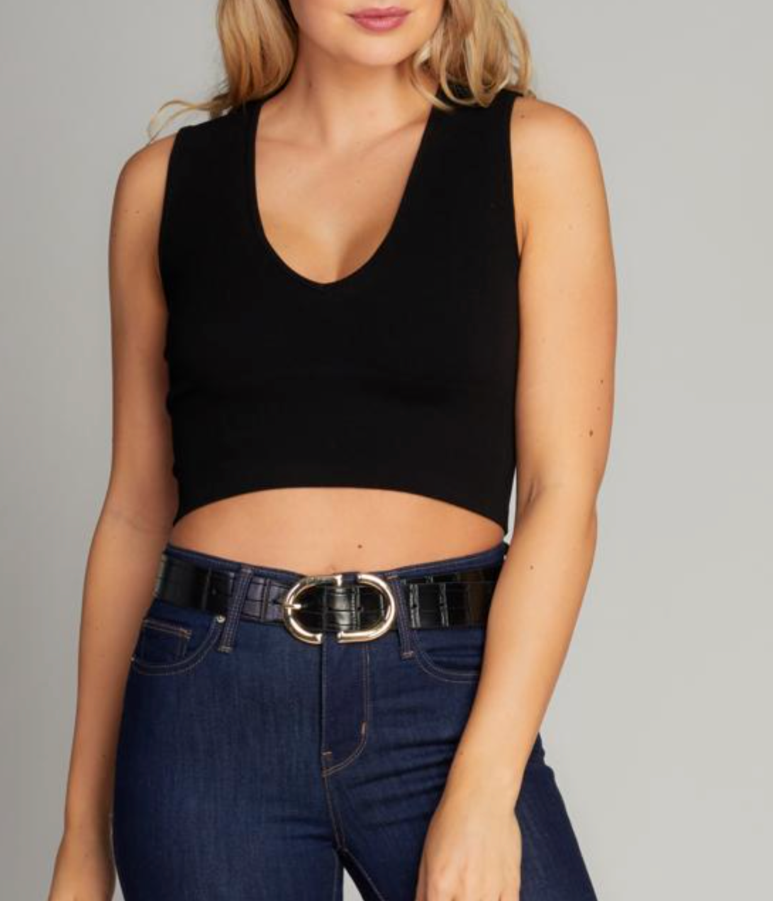 Bamboo Deep V Rib Top (4Colors) (6768632299728)