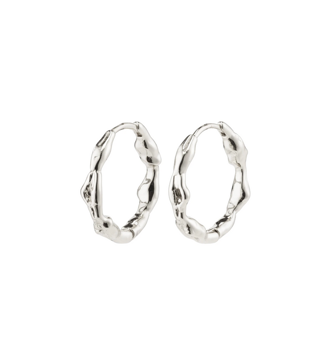 Pilgrim Earrings : Zion : Silver Plated : Medium Hoops (6816760135888)