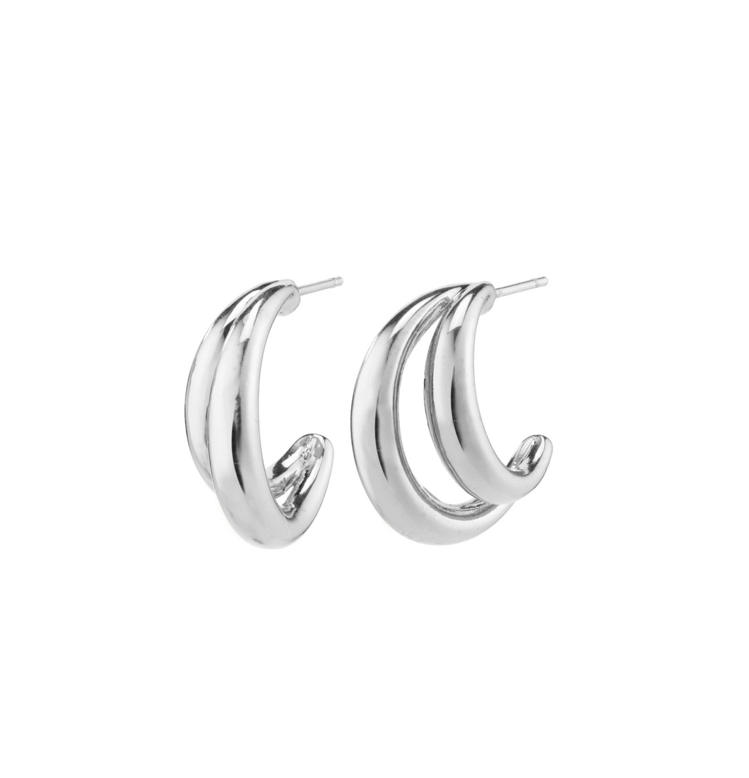 Pilgrim Earrings : Belief : Silver Plated : Semi Hoops (6816790708432)