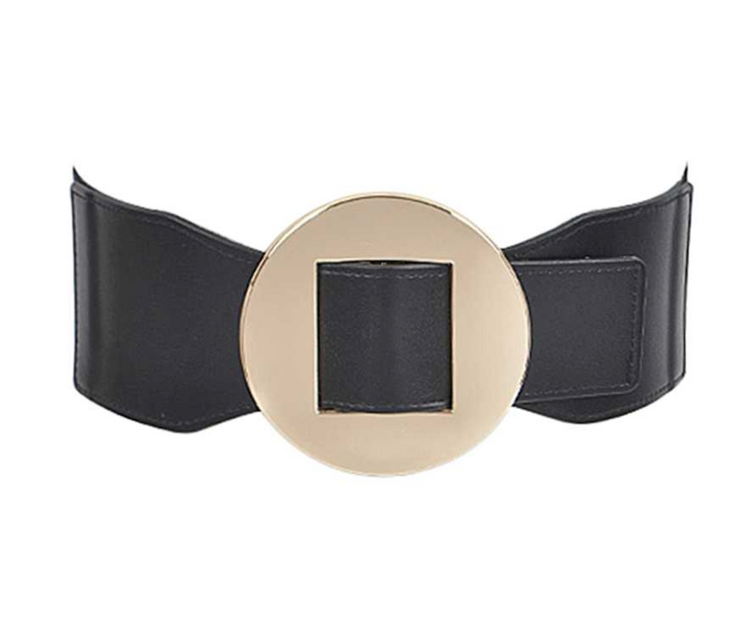 Faux Leather Wide Elastic Belt (6821270421712)