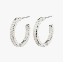 Load image into Gallery viewer, PILGRIM Earrings: ECSTATIC square snake chain hoop (Silver Plated) (6913548845264)
