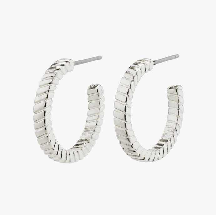 PILGRIM Earrings: ECSTATIC square snake chain hoop (Silver Plated) (6913548845264)