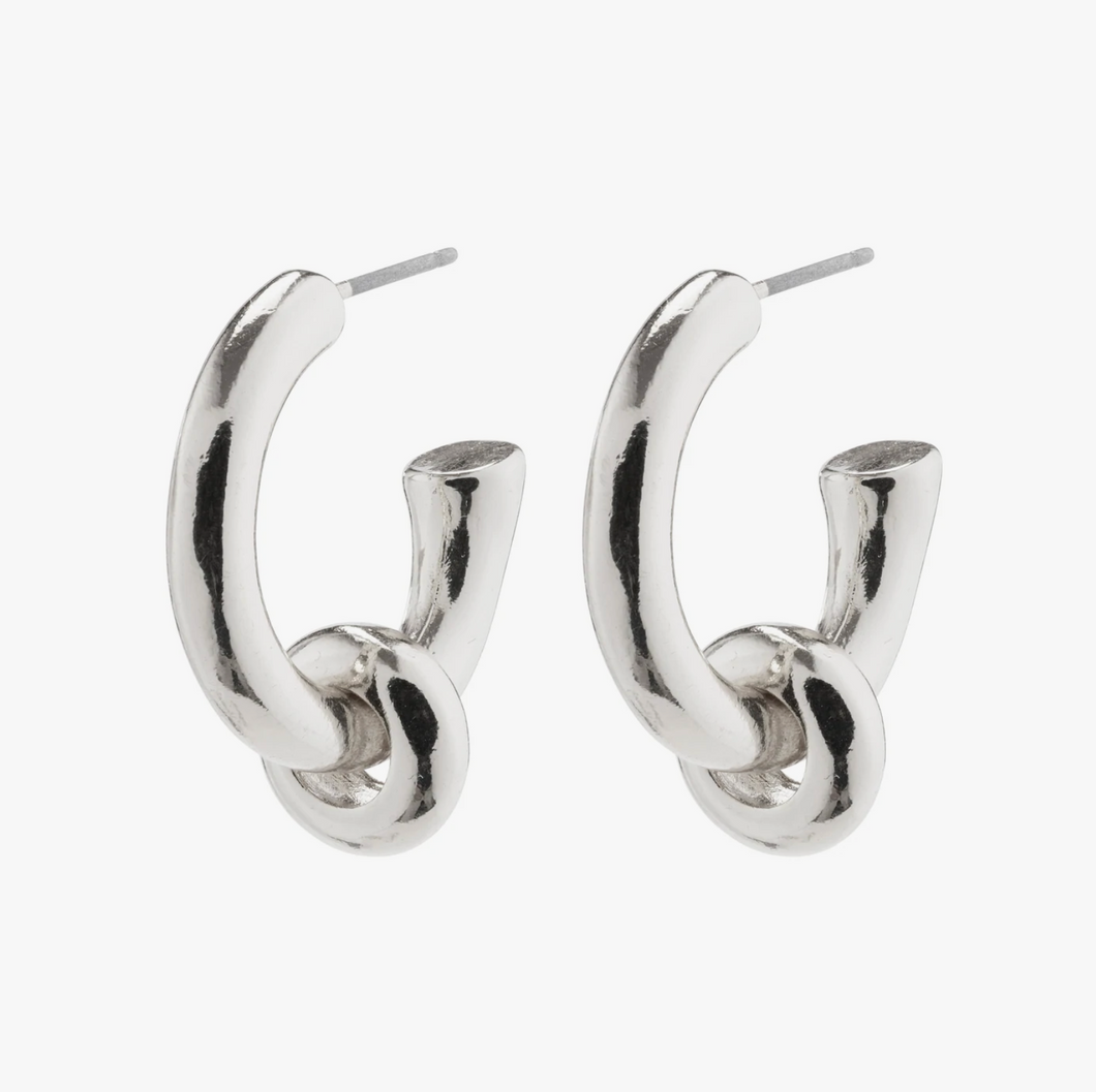PILGRIM Earrings: HOPEFUL chunky huggie hoop earrings (Silver Plated) (6913561985232)