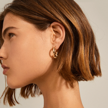 Load image into Gallery viewer, PILGRIM+Earrings:+HOPEFUL+chunky+huggie+hoop+earrings+(Gold+Plated) (6913563623632)
