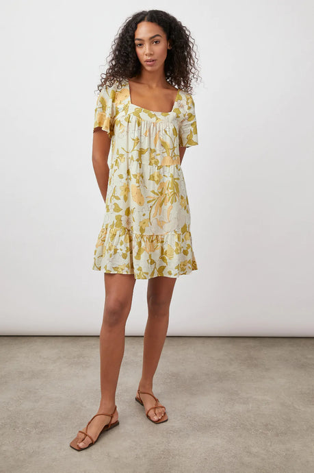 Model wearing citrus printed Rails Valentina dress (7715450159312)
