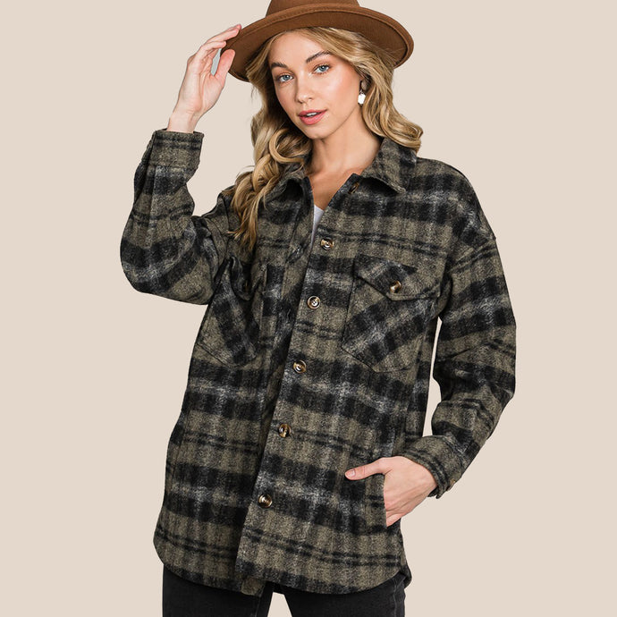 be cool - Plaid Fleece Shacket (7790317699280)