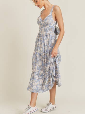 Lush - Floral Print Tie Back Tiered Midi Dress (7721794961616)