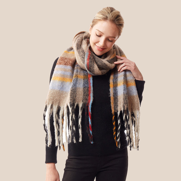 Joia - Plaid Tassel Blanket Scarf (7846415990992)