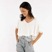 Load image into Gallery viewer, Model wearing cream Laurina Pullover with jeans shorts (7341141688528)
