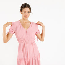 Load image into Gallery viewer, Model wearing a pink, layered JESSIE dress from ARTLOVE. (7341102661840)
