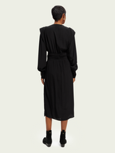 Load image into Gallery viewer, Long Sleeve Draped Dress With Slit Detail (7863353770192)
