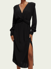 Load image into Gallery viewer, Long Sleeve Draped Dress With Slit Detail (7863353770192)
